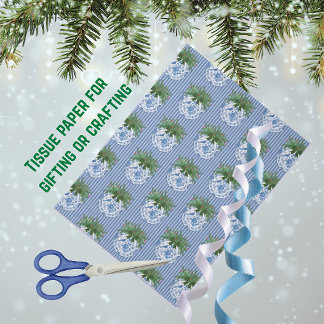 Vintage Chinoiserie Blue White Plates Holiday Tissue Paper
