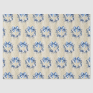 Vintage Chinoiserie Blue Wreath Antique Damask Tissue Paper