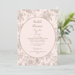 Vintage Chinoiserie Blush Floral Bridal Shower Invitation