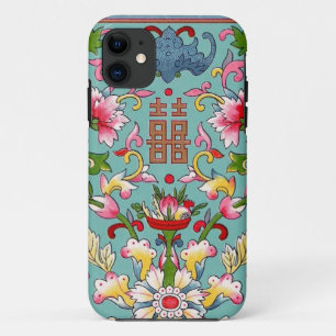 Vintage Chinoiserie Bouquet on Pale Blue iPhone 11 Case