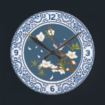 Vintage Chinoiserie Chinese Bird-flower Art Round Clock<br><div class="desc">Vintage Chinoiserie Chinese Bird-and-flower Art Clock features a traditional Chinese bird-and-flower painting around with blue willow chinoiserie pattern. ♥ If you need assistance or have any special request on this design or any other ones in my stores, please always feel free to contact me via the "CONTACT SELLER" and I’m...</div>