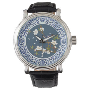 Vintage Chinoiserie Chinese Bird-flower Art Watch