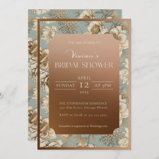 Vintage Chinoiserie Floral and Bird Bridal Shower Invitation