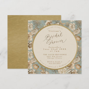Vintage Chinoiserie Floral and Bird Bridal Shower  Invitation