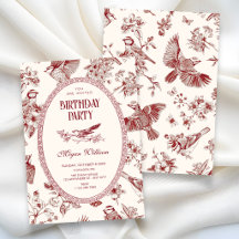 Vintage Chinoiserie floral bird birthday