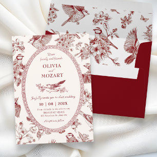 Vintage Chinoiserie floral bird wedding Invitation
