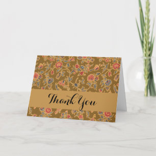 Vintage Chinoiserie Floral Brocade 18th Century  Thank You Card