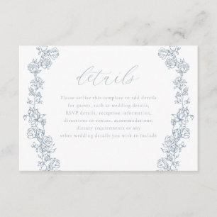 Vintage Chinoiserie Floral Wreath Wedding Details Enclosure Card