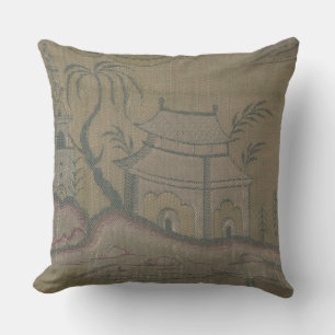 Vintage Chinoiserie Japan temple Cushion