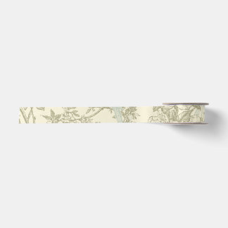 Vintage Chinoiserie Peacock Aviary Floral Pattern Satin Ribbon