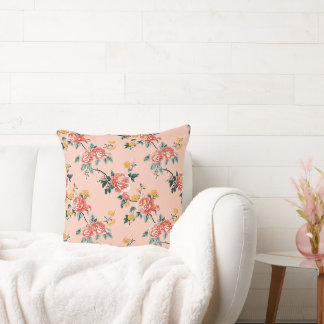 Vintage Chinoiserie Peony Vine Floral Cushion