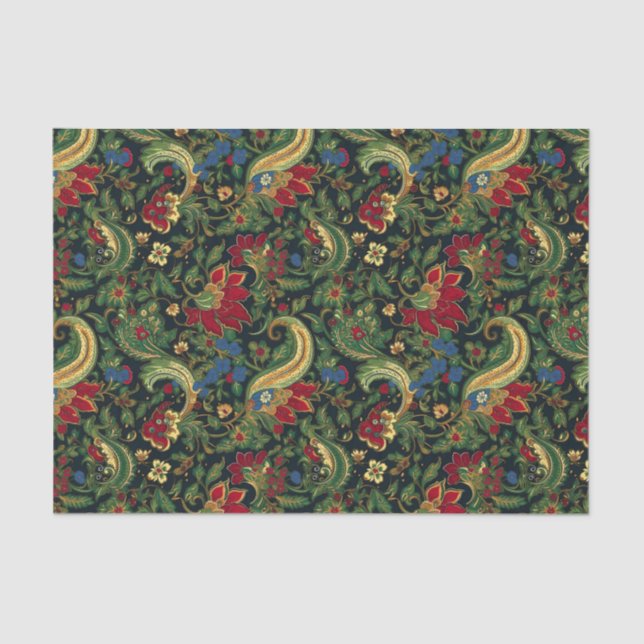 Vintage Chinoiserie Red Yellow Green Decoupage Tissue Paper (Front)