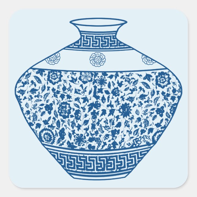 Vintage Chinoiserie Vase Ginger Jar Square Sticker (Front)