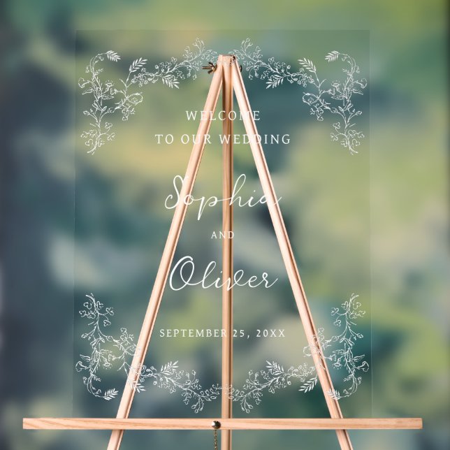 Vintage Chinoiserie Wedding Welcome Acrylic Sign (Neutral)