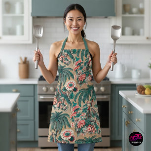 Vintage Chintz Floral Tropical Pattern Apron