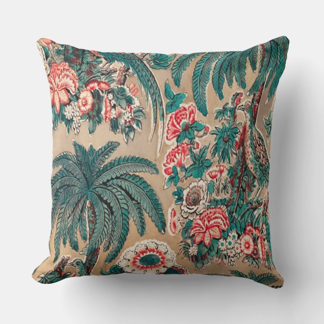 Vintage Chintz Floral Tropical Pattern Cushion (Front)