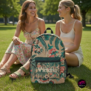 Vintage Chintz Floral Tropical Pattern Printed Backpack