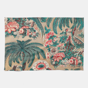 Vintage Chintz Floral Tropical Pattern Tea Towel