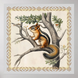 Vintage Chipmunk Sketch for Nature Lovers Poster