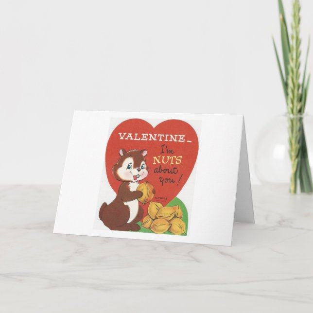Vintage Chipmunk Valentine Holiday Card (Front)