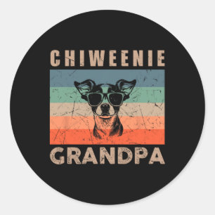 Vintage Chiweenie Dog Grandpa Gifts For Men Fun Gr Classic Round Sticker