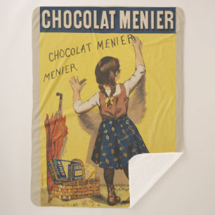 Vintage Chocolat Menier French Poster Bouisset Art Sherpa Blanket