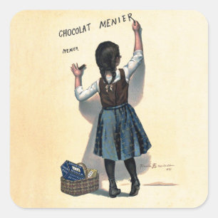 Vintage Chocolat Menier French Poster Bouisset Art Square Sticker