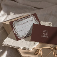 Vintage Chocolate Brown Lace Doily Retro Wedding