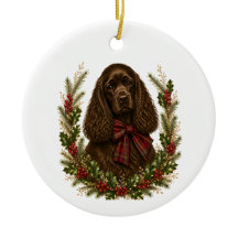 Vintage Chocolate Cocker Spaniel Christmas