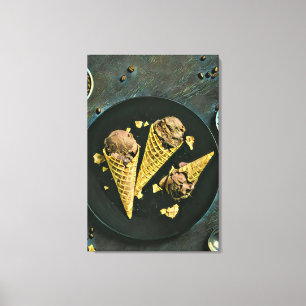 Vintage chocolate ice cream cones canvas print