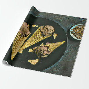 Vintage chocolate ice cream cones wrapping paper