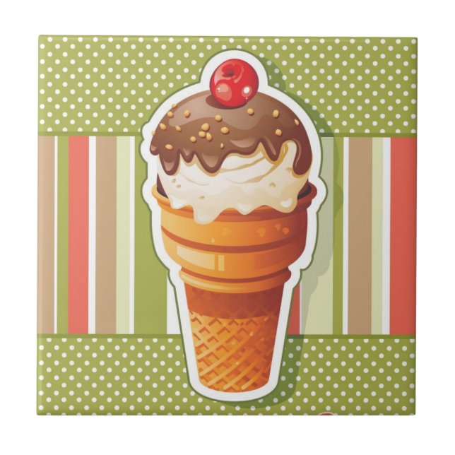 Vintage Chocolate ice cream Tile (Front)
