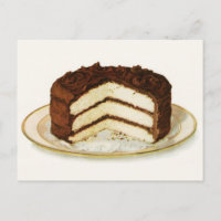 Vintage Chocolate Iced Layer Cake Postcard