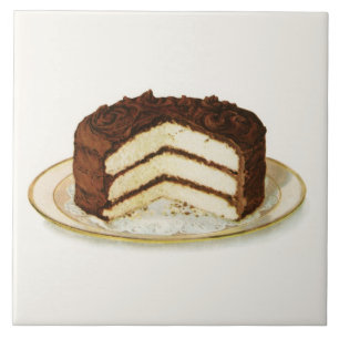 Vintage Chocolate Iced Layer Cake Tile