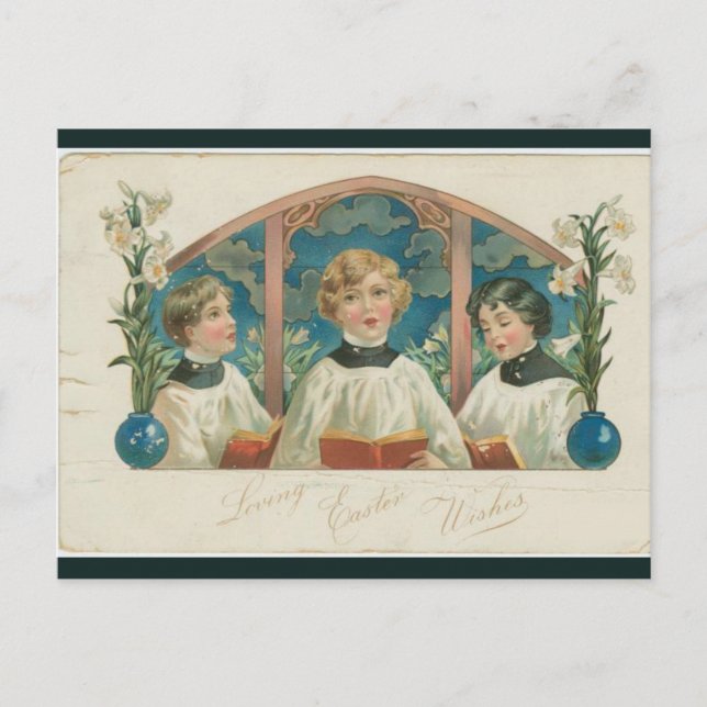 Vintage Choir in Church Easter Postcard (Front)