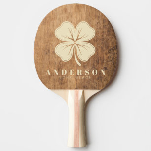 Vintage Chopping Block Four Leaf Clover with Name Ping Pong Paddle