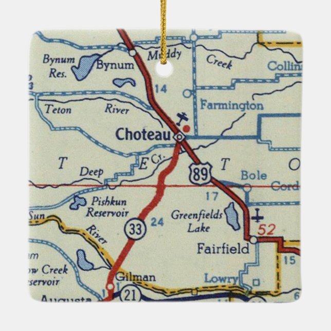 Vintage Choteau MT Ceramic Ornament (Back)