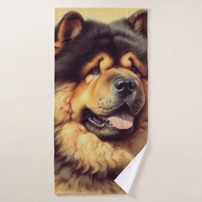 Vintage Chow-Chow Painting Bath Towel (Bath Towel)