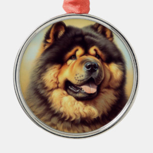 Vintage Chow-Chow Painting Metal Tree Decoration