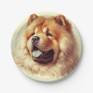 Vintage Chow-Chow Painting Paper Plate