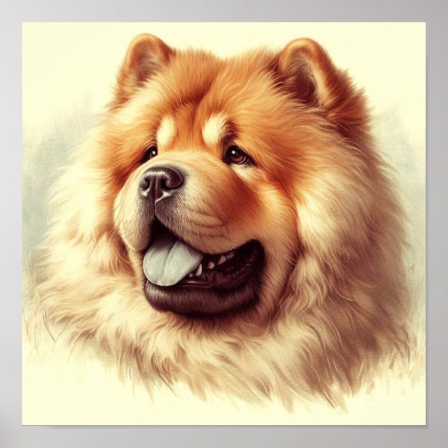 Vintage Chow-Chow Painting Poster (Front)