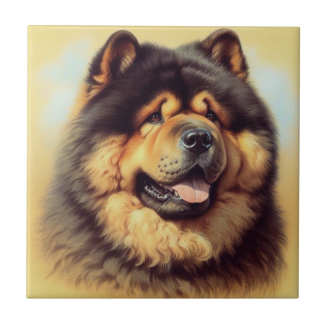 Vintage Chow-Chow Painting Tile (Front)