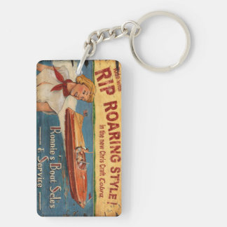 Vintage Chris Craft Wood Cobra Boat Advertisement Key Ring