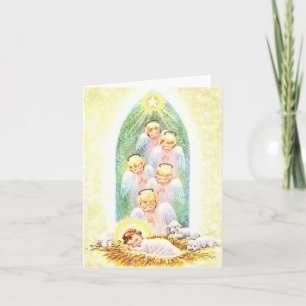 Vintage Christ Child with Angels Christmas Card