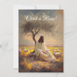 Vintage Christ is Risen Easter Christian Religious Invitation