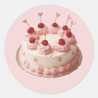 Vintage Christams Cherry Cake Classic Round Sticker