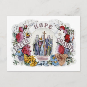 Vintage Christian Art Faith Hope Charity 1874 Postcard