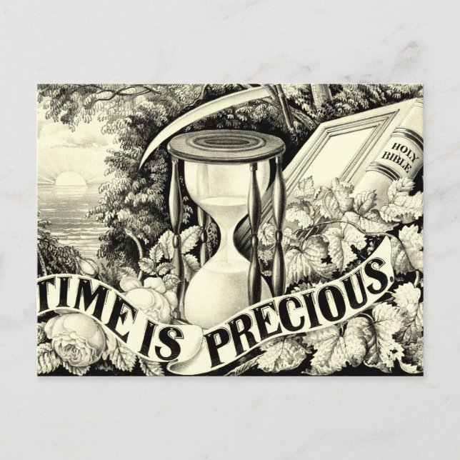 Vintage Christian Art Time is Precious 1872 Postcard (Front)