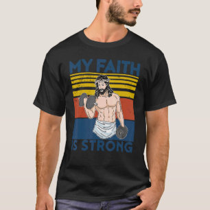 Vintage Christian Athlete Workout Gym Faith Is Str T-Shirt