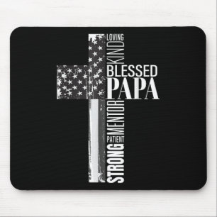 Vintage Christian Blessed Papa American Flag Fathe Mouse Mat